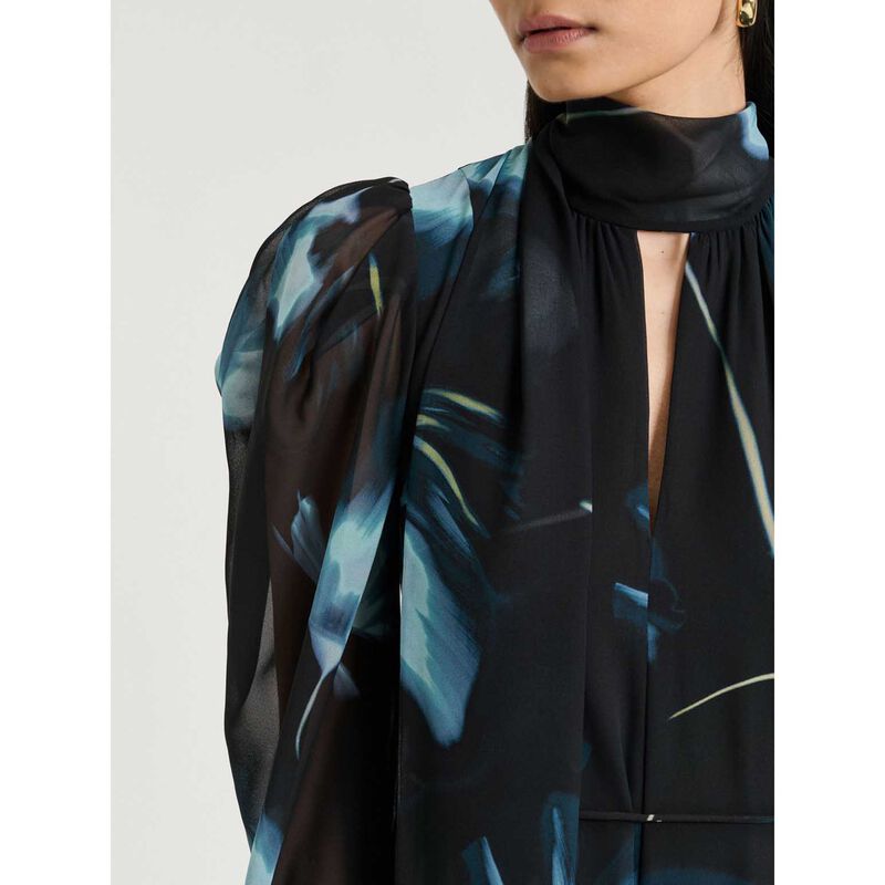 Veronika Maine Dusk Poppies Georgette Midi Dress image number 2